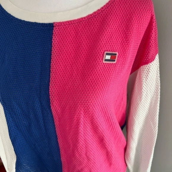 TOMMY Hilfiger sport colourblocked cropped mesh sweater - Picture 3 of 7